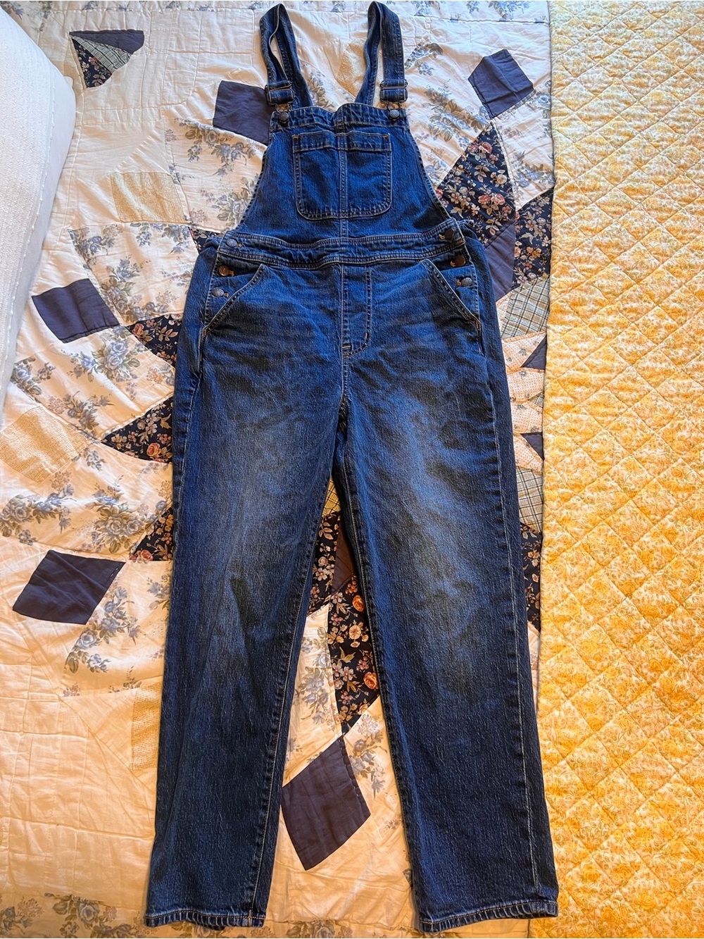 J. Crew Dark Blue Denim Straight-Leg Overalls